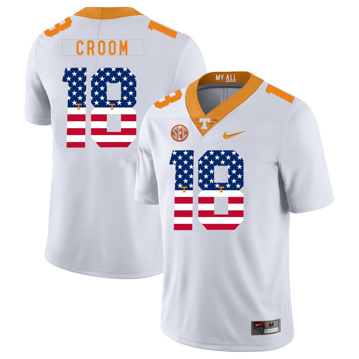 Men Tennessee Volunteers #18 Croom White Flag Customized NCAA Jerseys->customized ncaa jersey->Custom Jersey